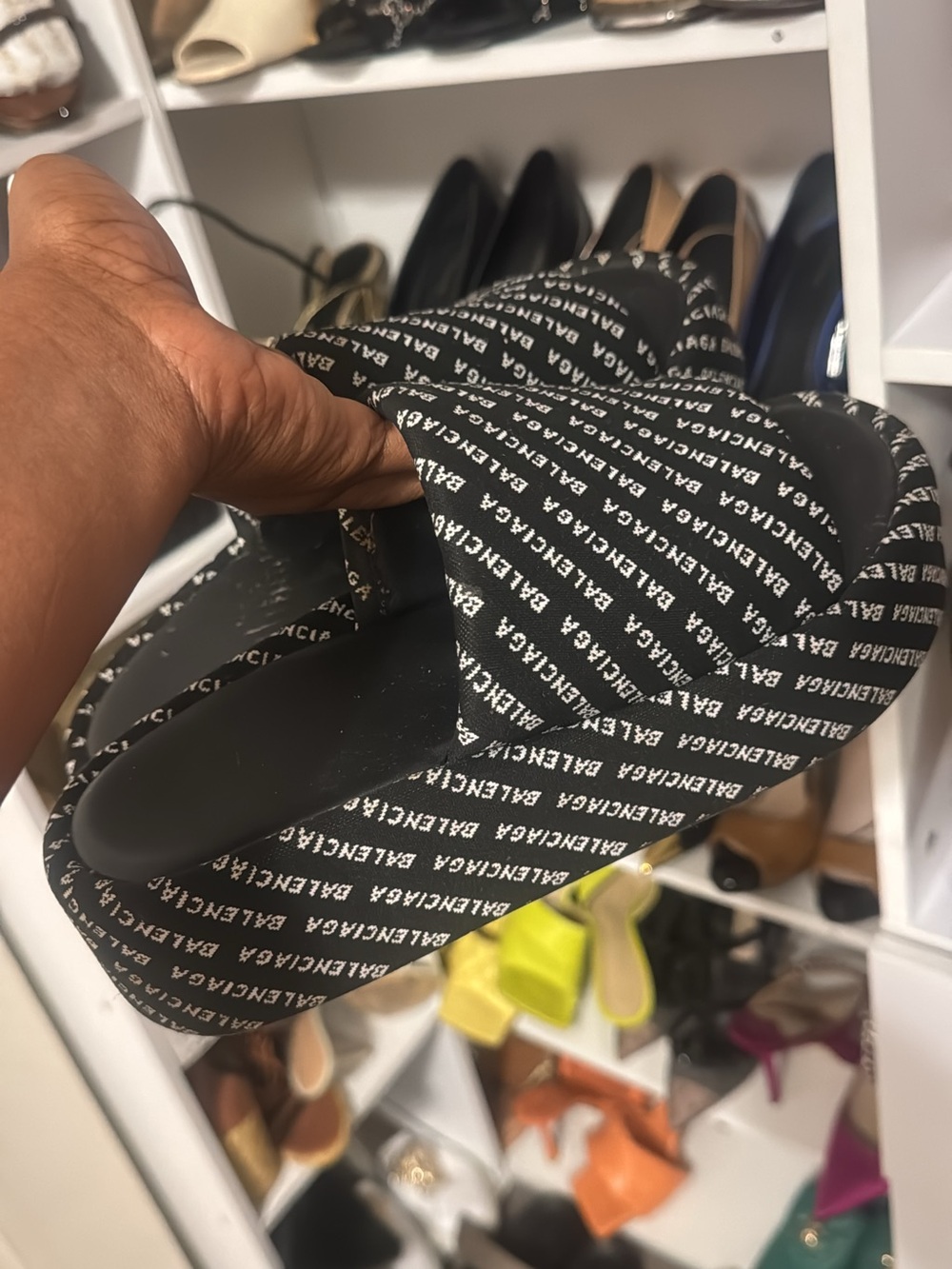 Balenciaga Black Logo-Print Platform Mules - Picture 2 of 5